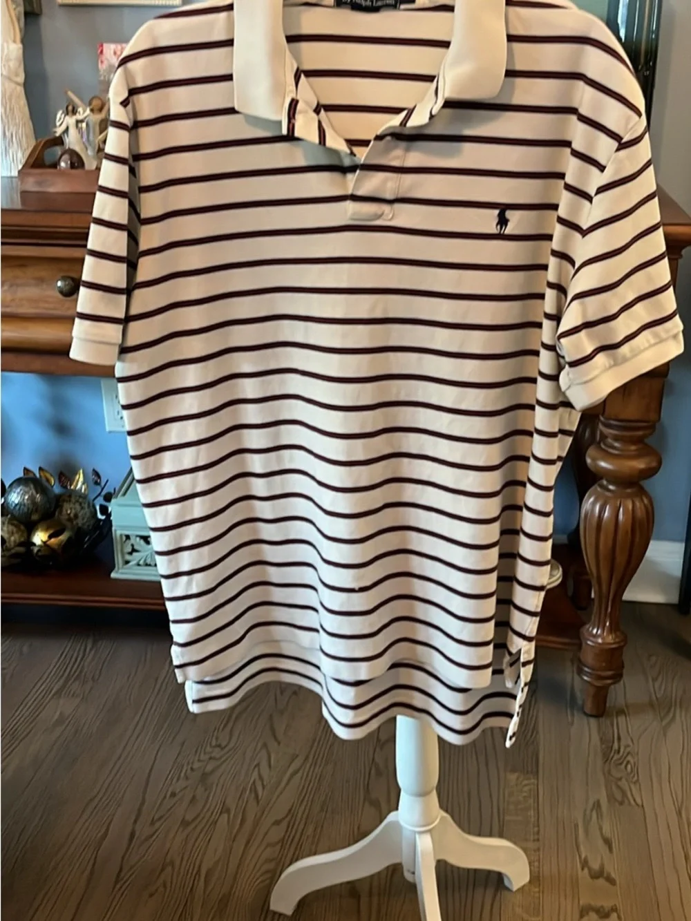Ralph Lauren Polo Shirt White with Black Stripes